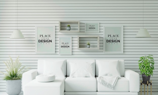 Poster Frame in living room Psd Mockup