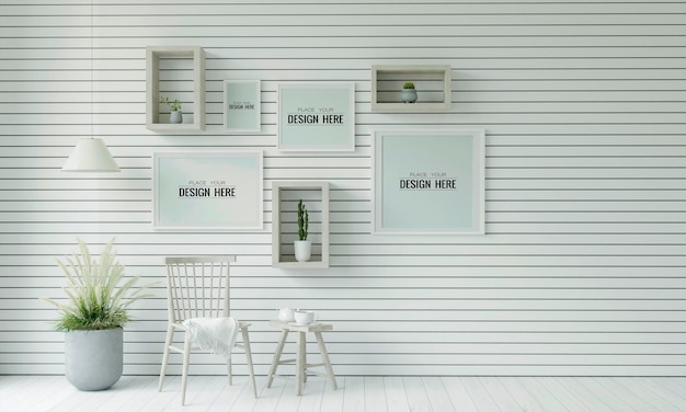 Poster Frame in living room Psd Mockup