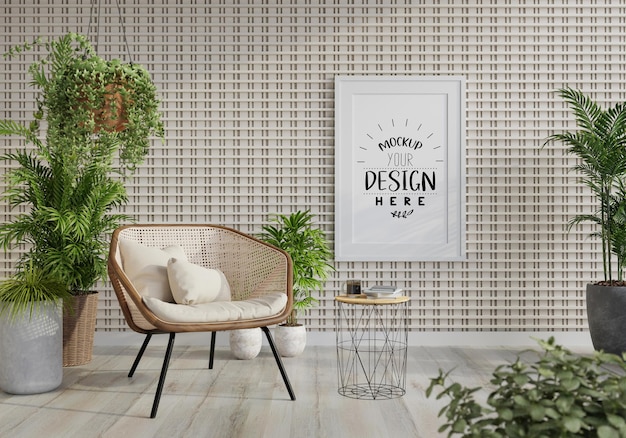 Poster Frame in living room Psd Mockup