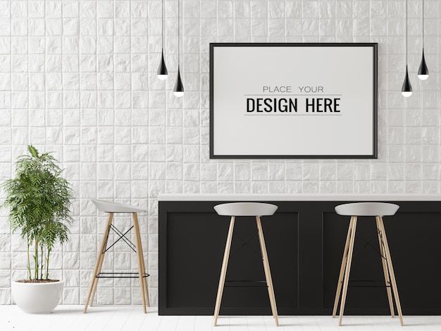 Cornice per poster in soggiorno psd mockup