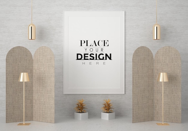 Poster Frame in living room Psd Mockup