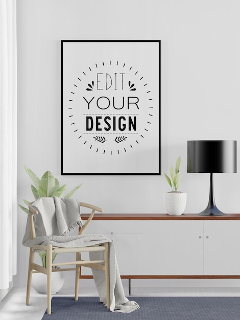 Cornice per poster in soggiorno psd mockup