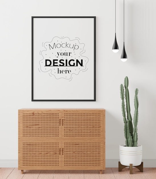 Poster Frame in living room Psd Mockup