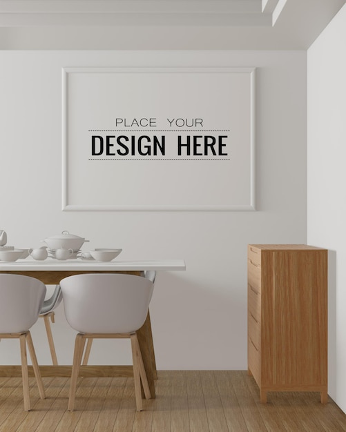 Poster Frame in living room Psd Mockup