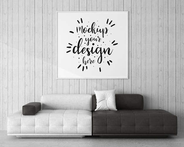 Poster Frame in living room Psd Mockup