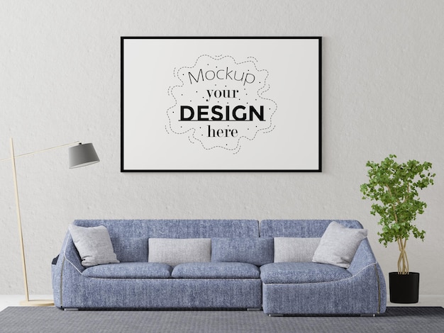 Рамка для плаката в гостиной Psd Mockup