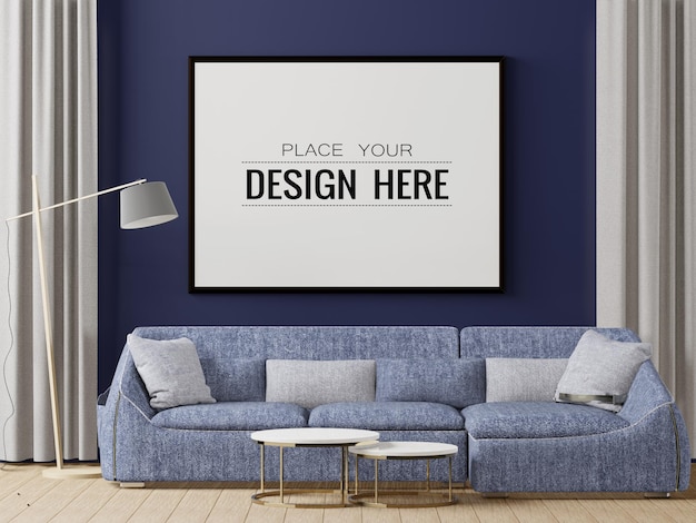 Poster Frame in living room Psd Mockup