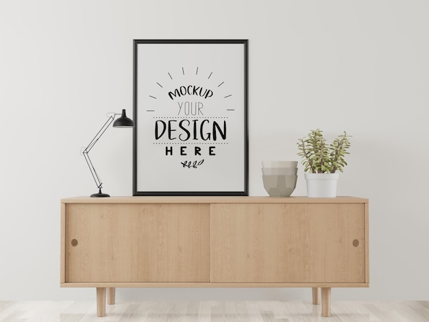 Poster Frame in living room Psd Mockup