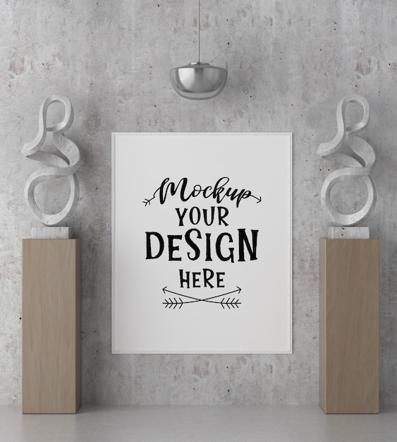 Cornice per poster in soggiorno psd mockup