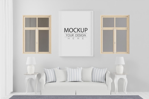 Poster Frame in living room Psd Mockup