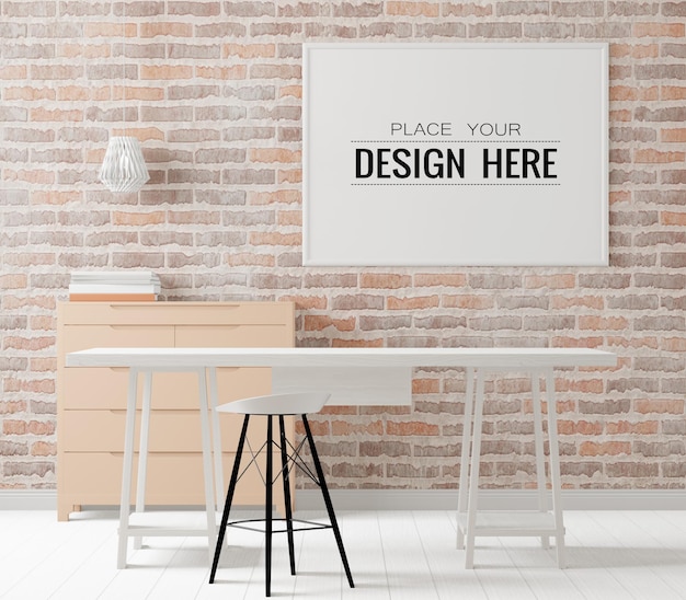 Poster Frame in living room Psd Mockup