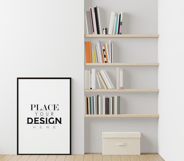 在客廳裡的海報框架 Psd Mockup