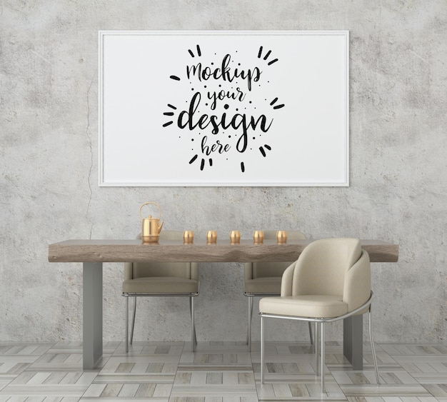 Poster Frame in living room Psd Mockup