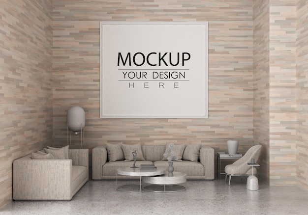 Рамка для плаката в гостиной Psd Mockup