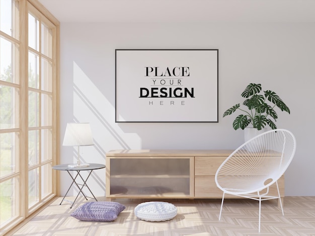 Poster Frame in living room Psd Mockup