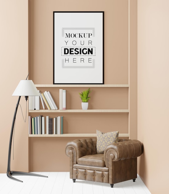 Poster Frame in living room Psd Mockup