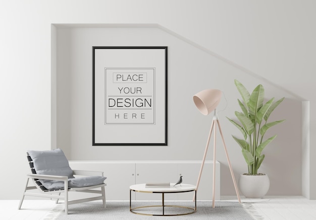 Poster Frame in living room Psd Mockup