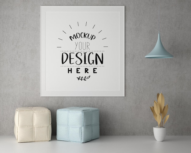 Poster Frame in living room Psd Mockup