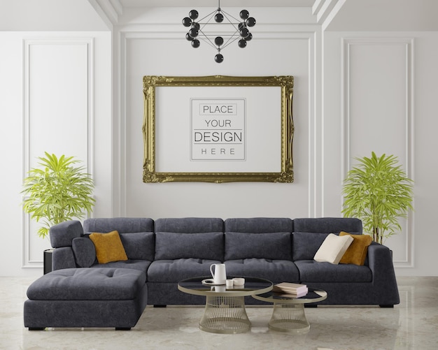 Poster Frame in living room Psd Mockup