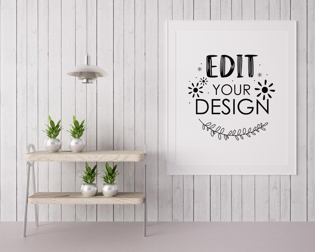 Poster Frame in living room Psd Mockup