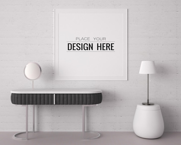 Poster Frame in living room Psd Mockup