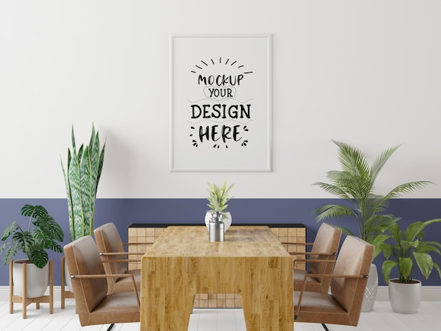poster frame in living room psd mockup