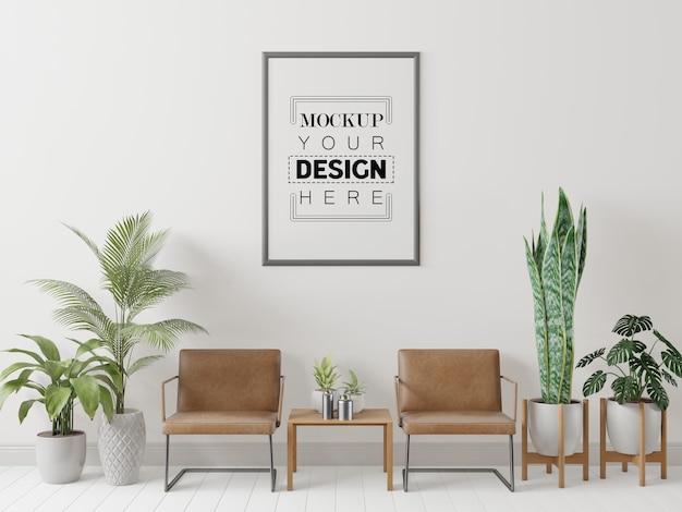 Poster Frame in living room Psd Mockup