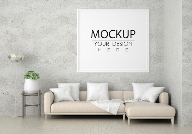 Рамка для плаката в гостиной Psd Mockup