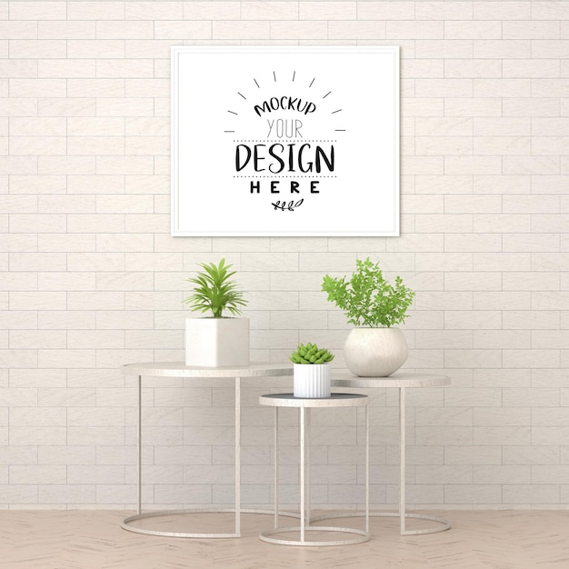 Cornice per poster in soggiorno psd mockup