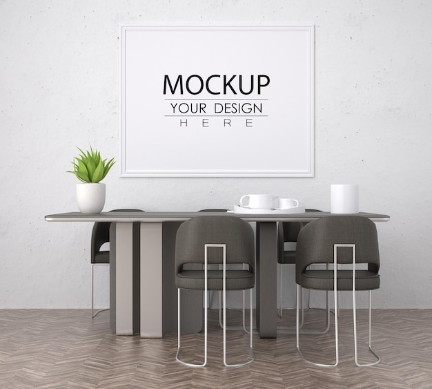 Poster Frame in living room Psd Mockup