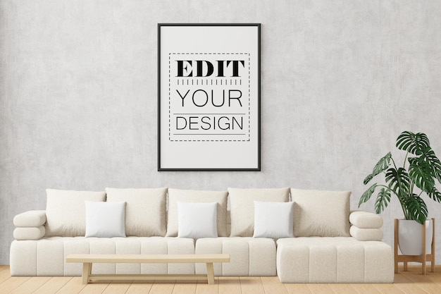 Poster Frame in living room Psd Mockup
