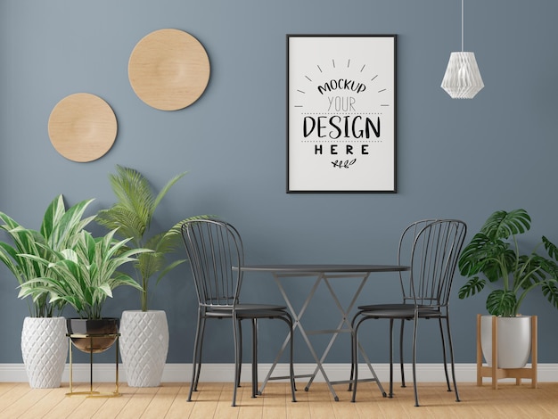 Poster Frame in living room Psd Mockup