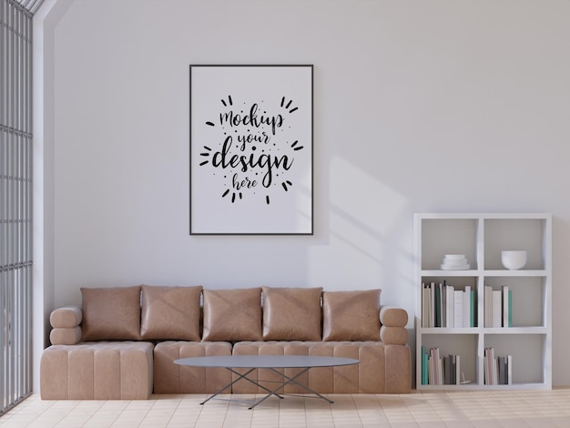 Poster Frame in living room Psd Mockup