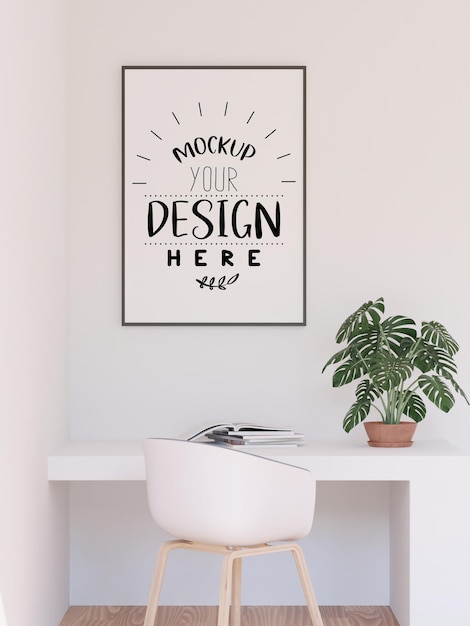 Cornice per poster in soggiorno psd mockup