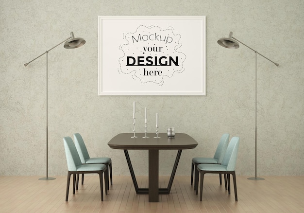 Poster Frame in living room Psd Mockup