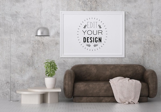 Cornice per poster in soggiorno psd mockup