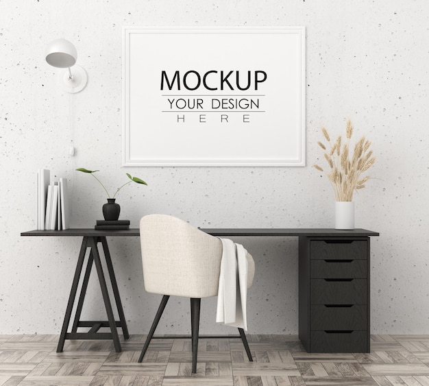 Poster Frame in living room Psd Mockup