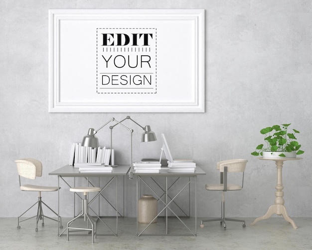 Poster Frame in living room Psd Mockup