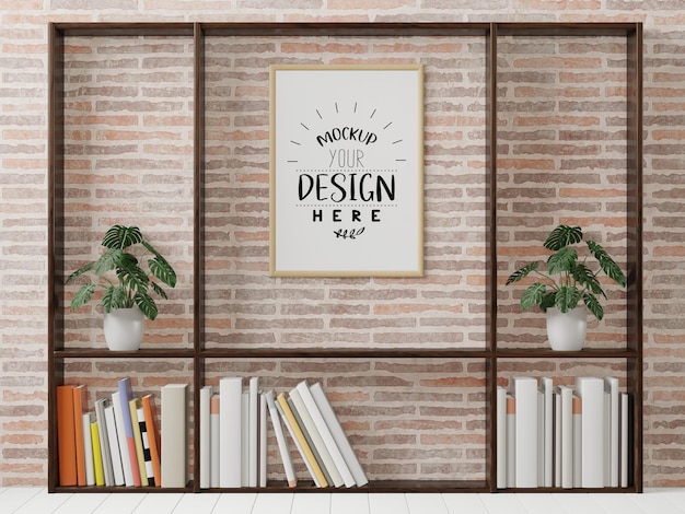 在客廳裡的海報框架 Psd Mockup
