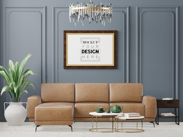 Poster Frame in living room Psd Mockup