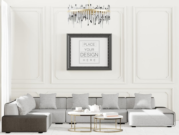 Poster Frame in living room Psd Mockup