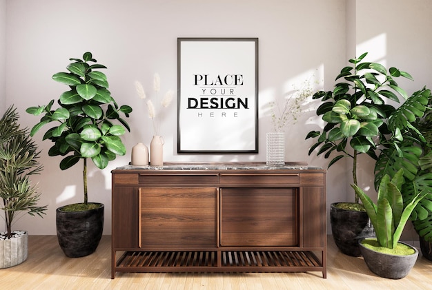 Poster Frame in living room Psd Mockup