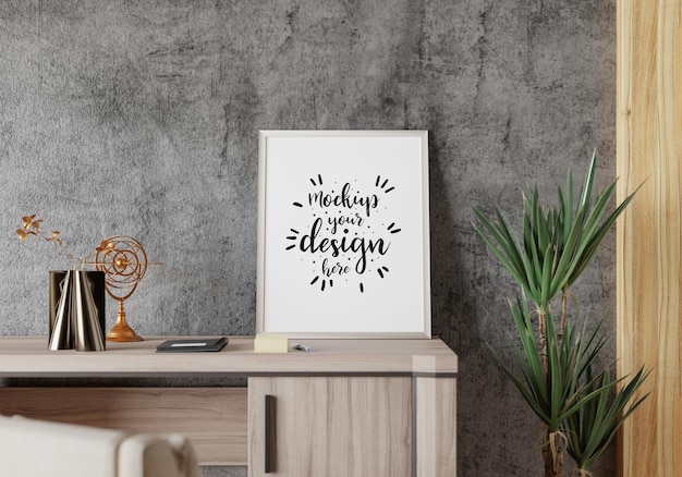 Poster Frame in living room Psd Mockup