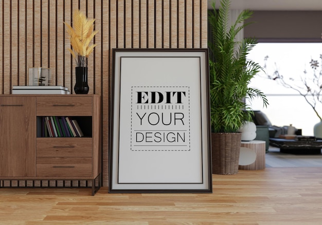 Рамка для плаката в гостиной Psd Mockup