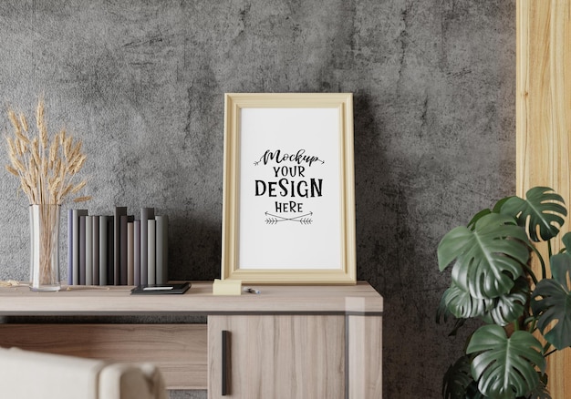 Poster Frame in living room Psd Mockup