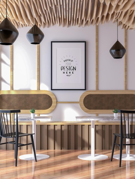 poster frame in living room psd mockup
