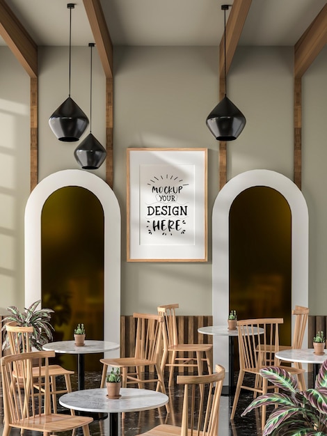 poster frame in living room psd mockup