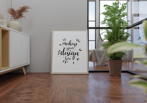 Poster Frame in living room Psd Mockup