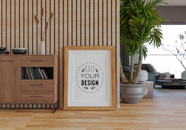 Poster Frame in living room Psd Mockup