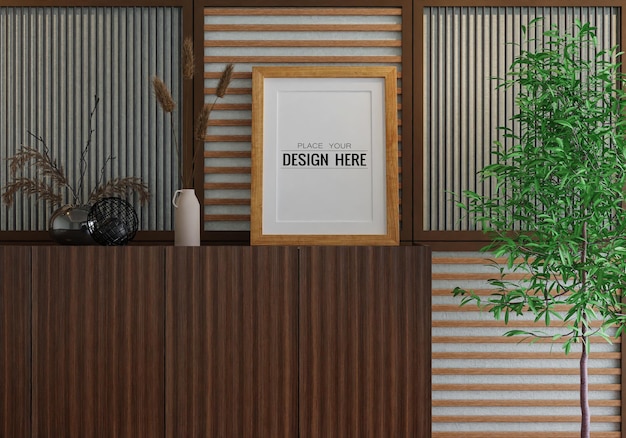 Poster Frame in living room Psd Mockup